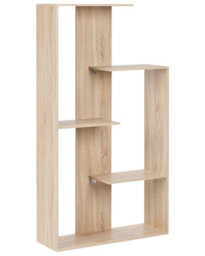 Wyld and Coco Auracasa 3-Tier Bookcase, Light Brown Open-Back, Irregular Design - 60 X 29 X 163 Cm - thumbnail 3