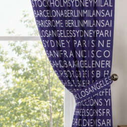 "Smart Living Neon Cities Curtains Pair With Tie Backs - Urban City Print- Purple - 66""x72""" - thumbnail 2