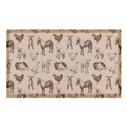 Native Natural Vintage Farm Animals Indoor & Outdoor Doormat - 70X40Cm - thumbnail 2