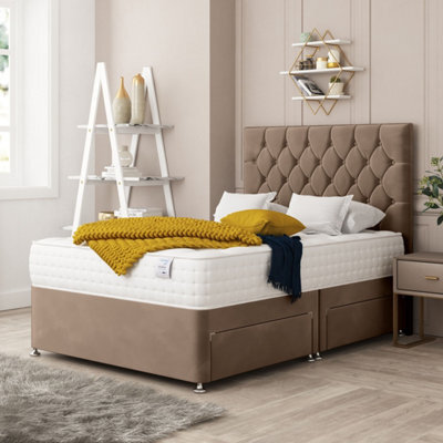 "Bed Choices Windsor Plush Velvet Divan Bed With 2 Drawers And 54"" Headboard" - image 1