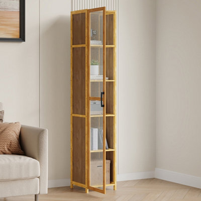 Living And Home 5-Tier Narrow Bookcase Storage Cabinet With Acrylic Door - image 1