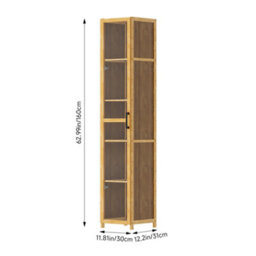 Living And Home 5-Tier Narrow Bookcase Storage Cabinet With Acrylic Door - thumbnail 5