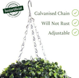 Pair Of Best Artificial 28Cm Green Boxwood Buxus Grass Hanging Basket Topiary Ball - Suitable For Outdoor Use - thumbnail 4