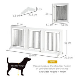 Pawhut Foldable Wooden Pet Gate W/ 3 Panels 2 Support Feet For Small Dogs White - thumbnail 3