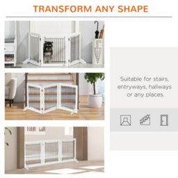 Pawhut Foldable Wooden Pet Gate W/ 3 Panels 2 Support Feet For Small Dogs White - thumbnail 4