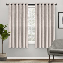 Ameha Plain Velvet Curtains For Kitchen Window Insulated Thick Thermal Eyelet Ring Top Blackout Curtain Pair With Tie Backs