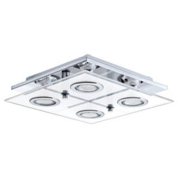 Elegant Flush Ceiling Light With Chrome Finish And Satin Glass Shade - thumbnail 1