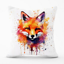 Warren Reed Designer Watercolour Splashart Fox Face Cushions 60Cm X 60Cm - thumbnail 1