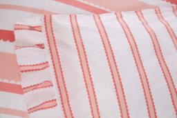 Rapport Home Maya Stripe Polycotton Reversible Duvet Cover Set With Pillowcase Double Pink - thumbnail 2