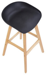 Lamboro Equator Single Kitchen Bar Stool, Fixed Wooden Legs And Footrest, Premium Breakfast Bar & Home Barstool, Black - thumbnail 6