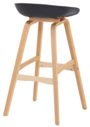 Lamboro Equator Single Kitchen Bar Stool, Fixed Wooden Legs And Footrest, Premium Breakfast Bar & Home Barstool, Black - thumbnail 4