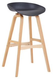 Lamboro Equator Single Kitchen Bar Stool, Fixed Wooden Legs And Footrest, Premium Breakfast Bar & Home Barstool, Black - thumbnail 1