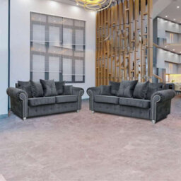 Sliding Wardrobes 4 u LTD Tucson Corner/3+2 Sofa Set Luxurious Velvet, Plush Comfort - Grey 3+2