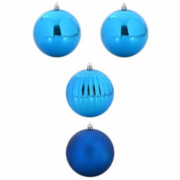 Vidaxl Christmas Bauble Set Xxl 4 Pcs Blue Plastic - thumbnail 2