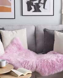 Beliani Sheepskin Rug Uluru Pink 65 X 110 Cm - thumbnail 2