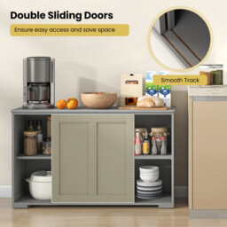 Costway Kitchen Buffet Sideboard Cabinet Server Table Floor Console Cupboard Sliding Door - thumbnail 7