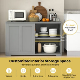 Costway Kitchen Buffet Sideboard Cabinet Server Table Floor Console Cupboard Sliding Door - thumbnail 6