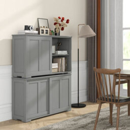 Costway Kitchen Buffet Sideboard Cabinet Server Table Floor Console Cupboard Sliding Door - thumbnail 5