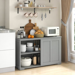 Costway Kitchen Buffet Sideboard Cabinet Server Table Floor Console Cupboard Sliding Door - thumbnail 4