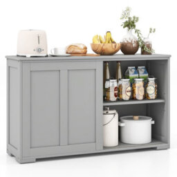 Costway Kitchen Buffet Sideboard Cabinet Server Table Floor Console Cupboard Sliding Door