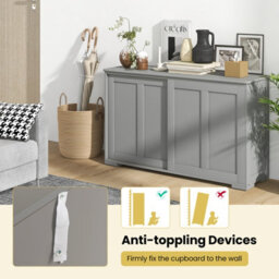 Costway Kitchen Buffet Sideboard Cabinet Server Table Floor Console Cupboard Sliding Door - thumbnail 8