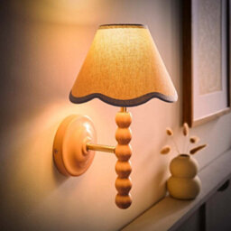 Valuelights Bobbin Pink Wall Light With Blue Trim Scallop Shade - thumbnail 2