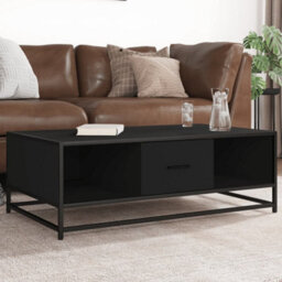 Berkfield Coffee Table Black 100X57X35 Cm Engineered Wood And Metal - thumbnail 1