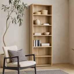 Wyld Haus Dris Oak-Effect Tall Bookcase, 5 Shelves, Natural - thumbnail 1