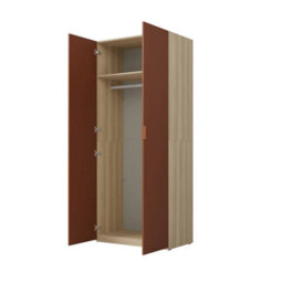 Arte Montana 90Cm Hinged Door Wardrobe - Red & Oak Elegant, Compact Storage With A Bold Accent - thumbnail 3