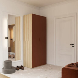 Arte Montana 90Cm Hinged Door Wardrobe - Red & Oak Elegant, Compact Storage With A Bold Accent - thumbnail 6