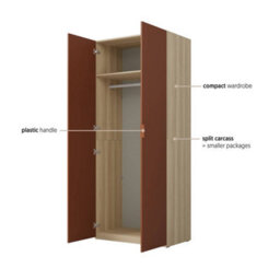 Arte Montana 90Cm Hinged Door Wardrobe - Red & Oak Elegant, Compact Storage With A Bold Accent - thumbnail 5