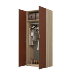 Arte Montana 90Cm Hinged Door Wardrobe - Red & Oak Elegant, Compact Storage With A Bold Accent - thumbnail 4
