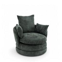 Accent Swivel Chair In Green Textured Chenille - thumbnail 4