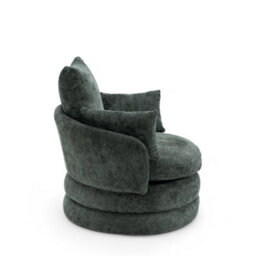 Accent Swivel Chair In Green Textured Chenille - thumbnail 5