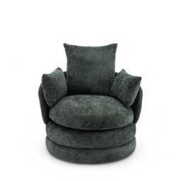 Accent Swivel Chair In Green Textured Chenille - thumbnail 3