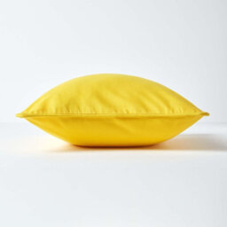 Homescapes Cotton Plain Yellow Cushion Cover, 45 X 45 Cm - thumbnail 2