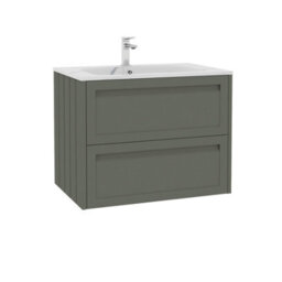 Royal Bathrooms Elmore 700mm Traditional Wall Hung 2 Drawer Bathroom Vanity Unit With Sintered Stone Basin Sink - Matt Green - thumbnail 6