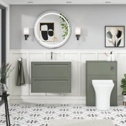 Royal Bathrooms Elmore 700mm Traditional Wall Hung 2 Drawer Bathroom Vanity Unit With Sintered Stone Basin Sink - Matt Green - thumbnail 4