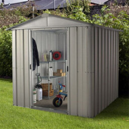 "iLikeStores 6 X 7 Apex Metal Garden Shed - Grey (6Ft 1"" X 7Ft 5"" / 6""1' X 7""5' / 2M X 2.4M)" - thumbnail 1