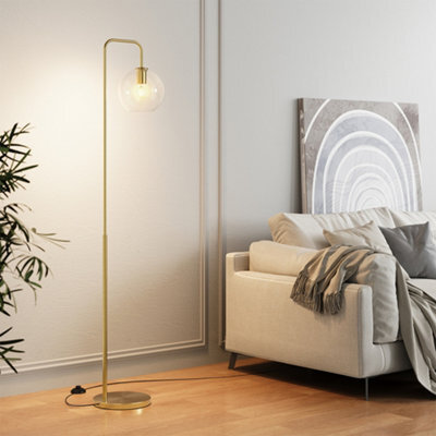 Darphe 157.5Cm Gold Brass Floor Lamp With Glass Shade, Modern Standing Light With Foot Switch - image 1