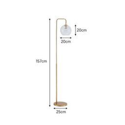 Darphe 157.5Cm Gold Brass Floor Lamp With Glass Shade, Modern Standing Light With Foot Switch - thumbnail 9