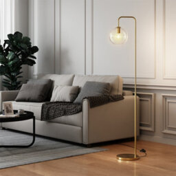 Darphe 157.5Cm Gold Brass Floor Lamp With Glass Shade, Modern Standing Light With Foot Switch - thumbnail 7