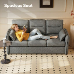 Homcom 3 Seater Sofa, Faux Leather Couch With Thicken Cushion, Grey - thumbnail 5