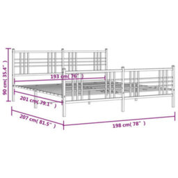 Berkfield Metal Bed Frame Without Mattress With Footboard White 193X203Cm - thumbnail 8