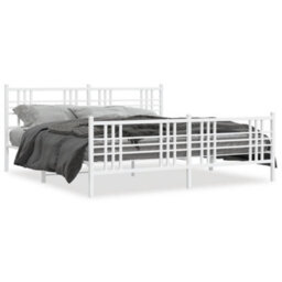 Berkfield Metal Bed Frame Without Mattress With Footboard White 193X203Cm - thumbnail 2