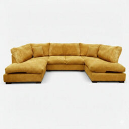 Sofaselectionuk Ltd Jumbo Cord U Shaped Full Back Sofa In Mustard Colour Large 6&7 Seater With Supportive Memory Foam Seating - thumbnail 1