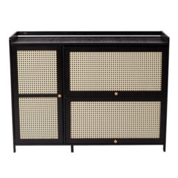 Wooden Shoes Storage Rack Stand Organiser Shelves Footwear Cabinet Rattan Doors - thumbnail 3