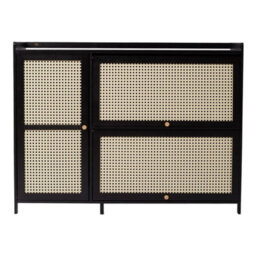 Wooden Shoes Storage Rack Stand Organiser Shelves Footwear Cabinet Rattan Doors - thumbnail 1