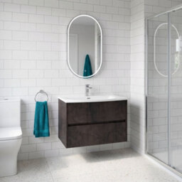 Balterley Chartley Contemporary 2 Drawer Wall Hung Vanity Unit With Curved Basin, Metallic Slate, 800mm - thumbnail 4