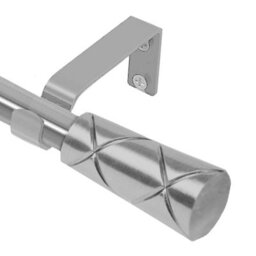 Moonlight Bedding Extendable Metal Curtain Pole With Cylinder Finials - Adjustable Plain Curtain Rod (Chrome, 48 - 84 Inches)
